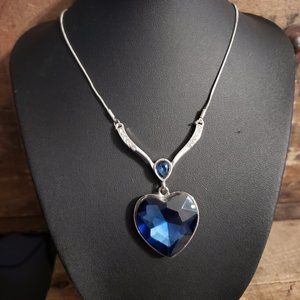 Costume Jewelry Necklace - 16 Inch - Blue Heart